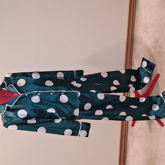Nasty Gal Other - Nasty Gal Dark Green & White Polka Dot Pajama Set Size 2